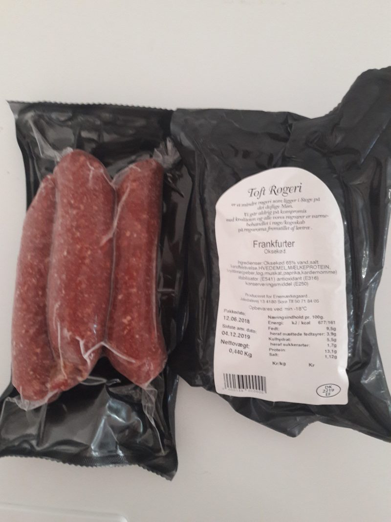 Frankfurter, 4 stk. pr. pakke.  ca 450 gr.